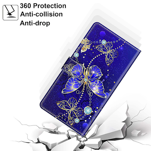 Yhteensopiva Samsung Galaxy A12 Sininen Perhonen Magneettinen Puhelimen Kotelo