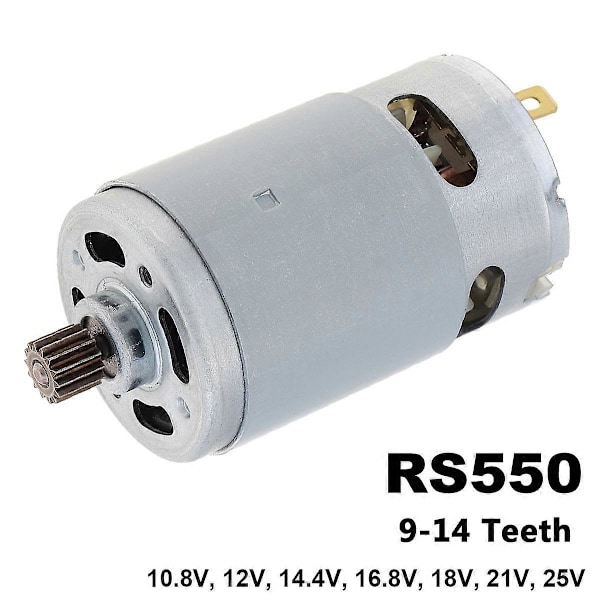 RS550 DC-motorer 10,8V/12V/14,4V/16,8V/18V/21V/25V Borrmotor med 9/11/12/13/14 Tänder Högvridmoment Växellåda för Elektrisk Borr