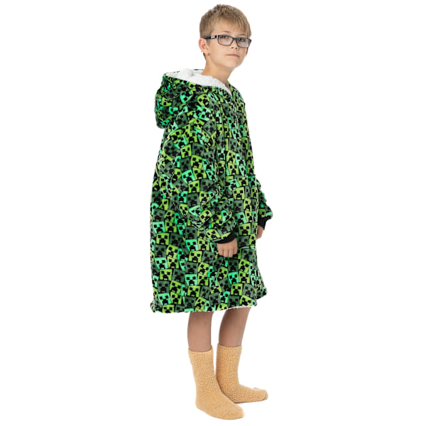 Minecraft Pojkarnas Filt Hoodie Grön All-Over Print Creeper