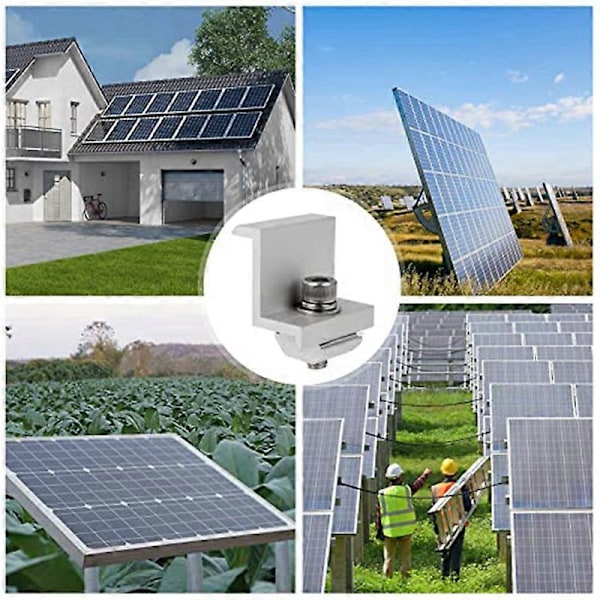 12 Stk. Solcellemodul Beslag Endeklemme, Endeklemme, Sideklemme til PV Solcellemodul Tagmontering