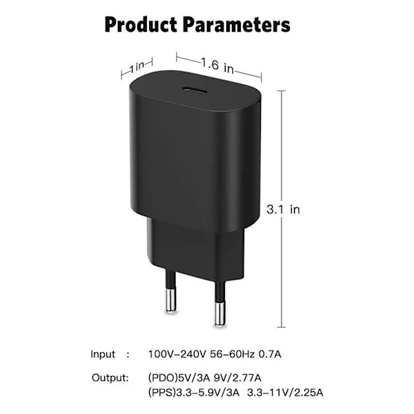 Hurtiglader til iPhone 15 og iPhone 16 25W med USB-C kabel