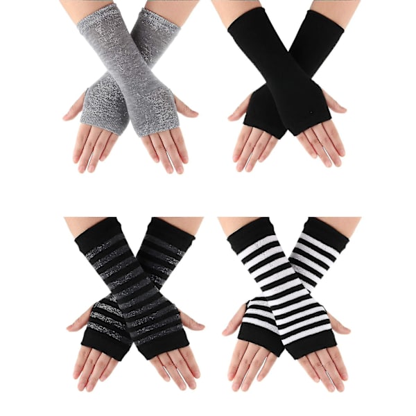 4 Par Cashmere-følelses Håndleddfingerløse Hansker, 4 Farger