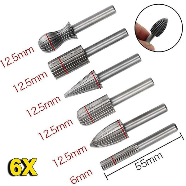 6x fräsar, hårdmetallfräsar, volframkarbidfräsar 6 mm