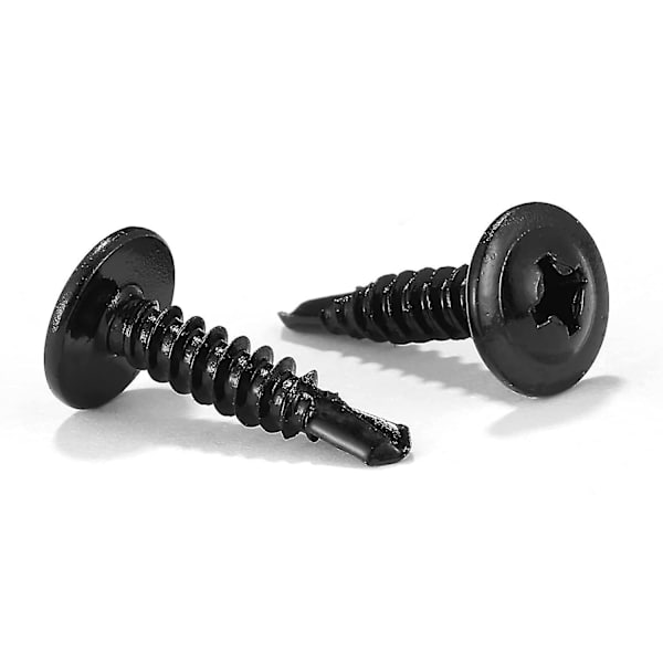 #8 X 3/4\" Plademetal Skruer 100stk 410 Rustfrit Stål Truss Hoved Hurtig Selvspændende Skruer Sort Oxid Ved