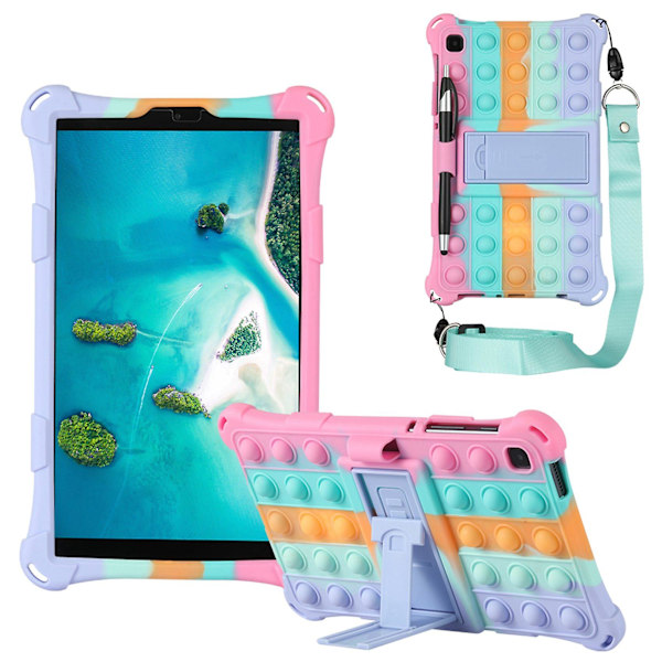 Tabletskydd Tab A7 Lite 8,7 tum 2021 T220 T225 Silikonfodral Tablet Stativ med Penna och Rem (A)