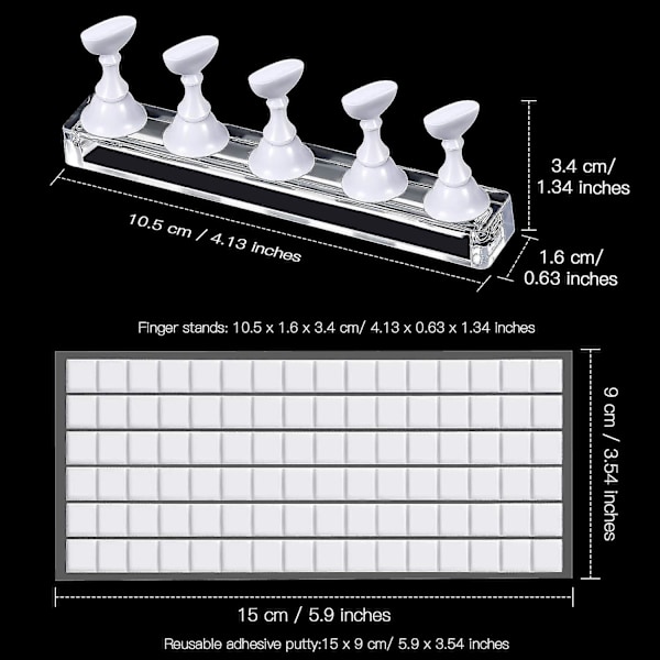 2 Sett Akryl Neglekunst Øvingsstativer Magnetiske Neglespissholdere Treningsfingernegl Displaystativer DIY Neglekrystallholdere