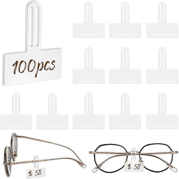 100 st Transparenta Prislappshylsor för Glasögon 3,7x3 cm Slip-on Glasögonskydd Etiketthållare för Glasögonbågar