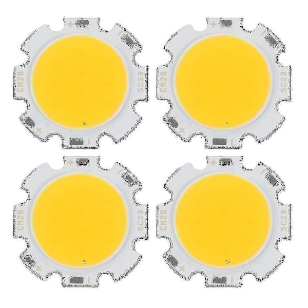 4x 5w Chip Lys Rund Cob Super Lys Led Lys Led Lampe Pærer Varm Hvid Dc15-17v