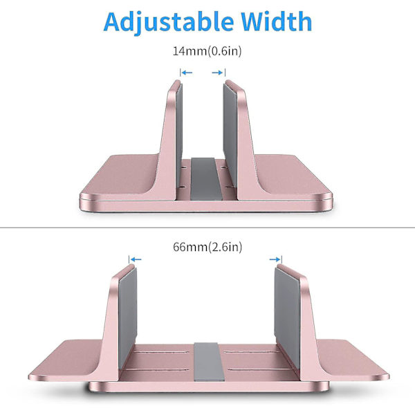 Vertikal Laptop Stativ, justerbar i aluminium - Rosa