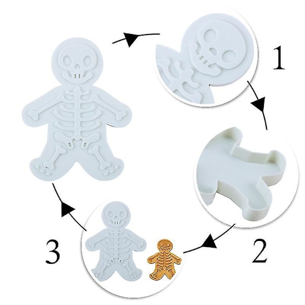 Ghyt Skelettkakform/ Pepparkaksgubbeform/ Skallekakstämplar Söta Andar Dödens Dag Kakform