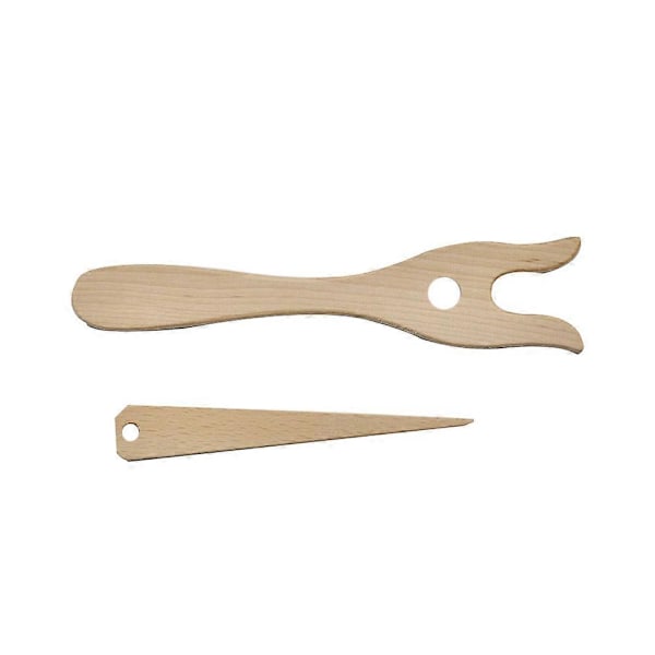 2 st Trä Cord Making Hand Cut Lucet Gaffel Stickning Gaffel Antik Cording Verktyg för Barn Övning Stickare Virkare