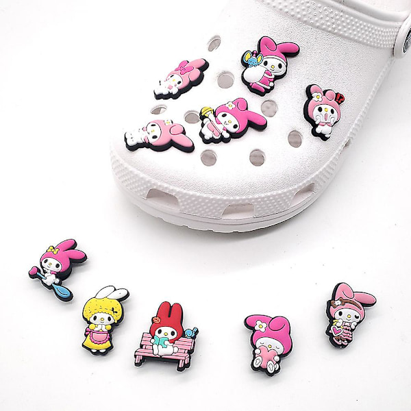 10 kpl söpöjä Sanrio My Melody -animehahmojen Crocs-koruja Jibbitz-sandaaleihin, kenkien koristeluun, lapsille, teineille, aikuisille, tytöille, naisille, juhliin