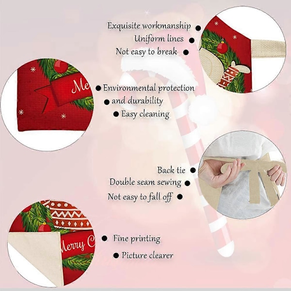 2-pack Jultomtar Förkläden Vuxna Nyhet Vattentät Förkläde för Julfest Kostym Matlagning Förkläde Julkock Present