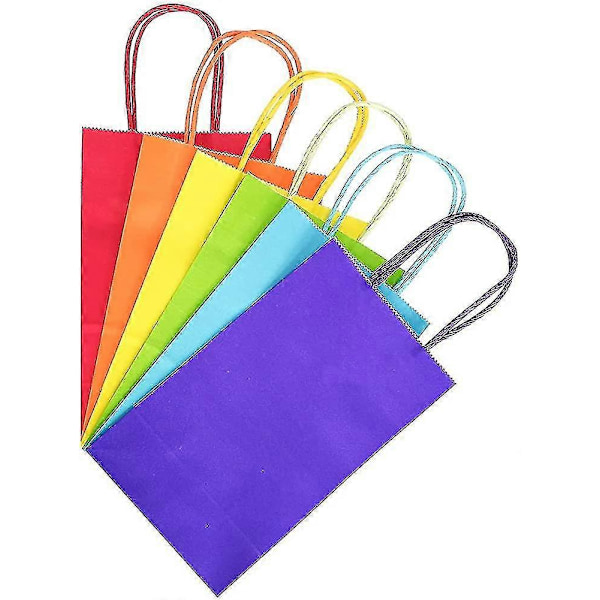 Presentpåsar 24 st, 6 Blandade Färger Papperspåsar, Kraftpapperspåsar Med Handtag