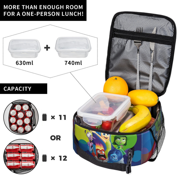 Söt Inside Out Lunchväska Cartoon Lunchbox Återanvändbar Isolerad Lunchväska För Pojkar Flickor Måltidsväska För Skola Kontor Arbete Vandring PicknickstCB5682