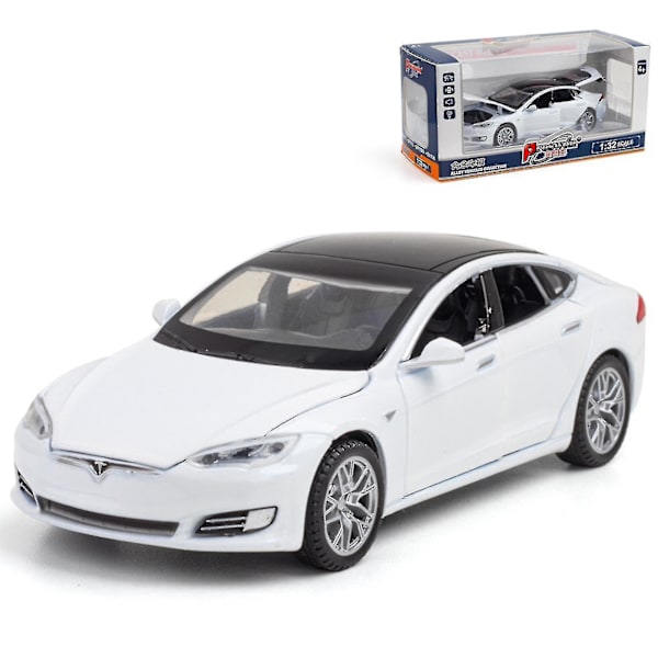 Tesla Model S Bilmodell Med Ljus & Öppningsbar Dörr Musikalisk Simuleringsfordon (hy)-ZZY
