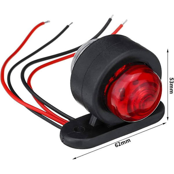4 Pak Led Side Marker Lys, 12-24v Hvid Rød Dobbeltsidet Advarselslampe, Lastbil Trailer Parkering Lys Frihøjde Lys