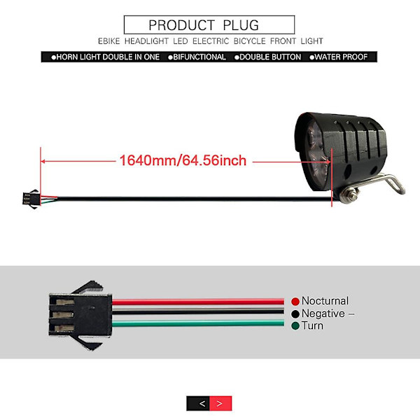 36V-60V E-cykel Forlygte EScooter LED Forlygte Elcykel Cykel Motorcykel Vandtæt Horn S