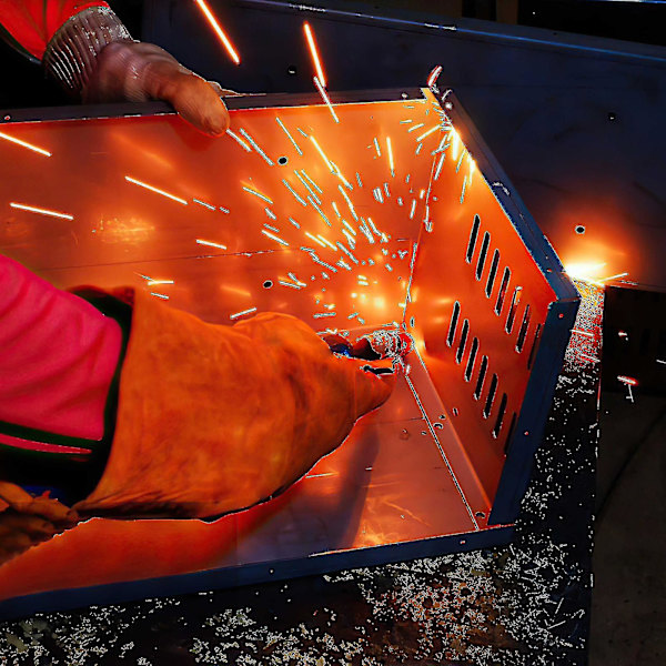Læder Varme- og Flammebestandige Svejsningsarbejdsærmer til Kvinder og Mænd, Kvæghud Svejsningsoverærme Arm Beskyttelse, Orange A-YUHAO