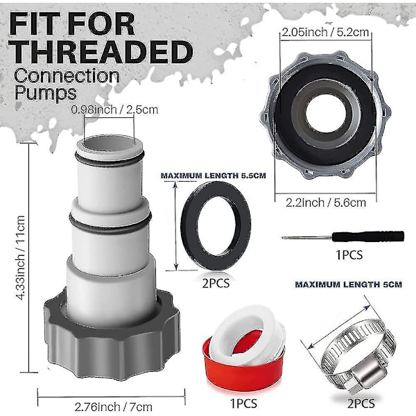 Vaihto-uimallasuodattimen letkuliitäntä Intex A -pumpulle, sopii 32 mm ja 38 mm letkulle