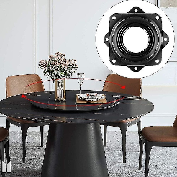 Botao Bearings Roterende Lagringsplate, 360 Graders Svingplate, Kvadratisk Jern Multifunksjonell Dreieskive Svingplate For Barstoler (2 stk, Svart)