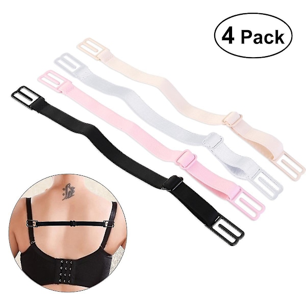 4 par BH-remhållare elastiska halkfria remhållare (svart hudfärg vit rosa)