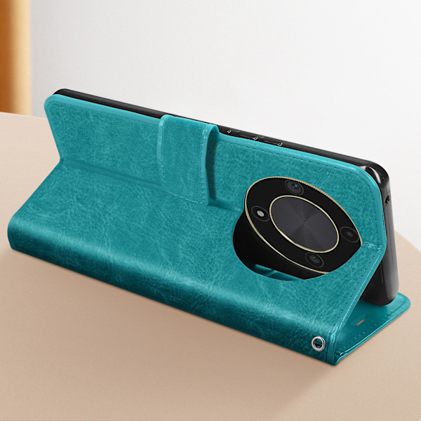Folio-deksel for Honor Magic 6 Lite med multifunksjonell klaff, turkis