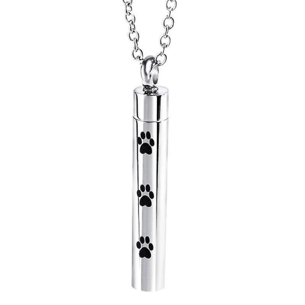Tassurnkremering Halsband Sterling Silver Hund Katt Husdjur Print Kremeringssmycken för husdjurs aska Djur