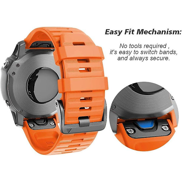 Silikonersättningsband för Garmin Fenix 6x Pro - Mjukt 26 mm band