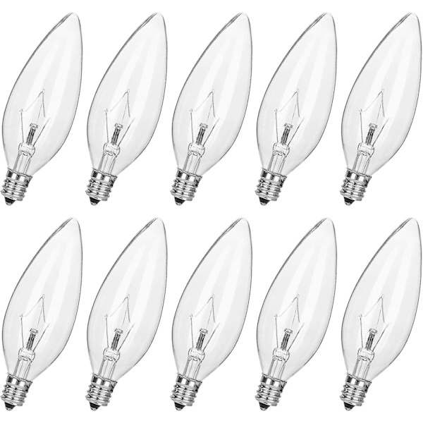 10-pack 15W 120V E12 sockel B10 CTC glödlampor, transparenta stearinljuslampor för -SX