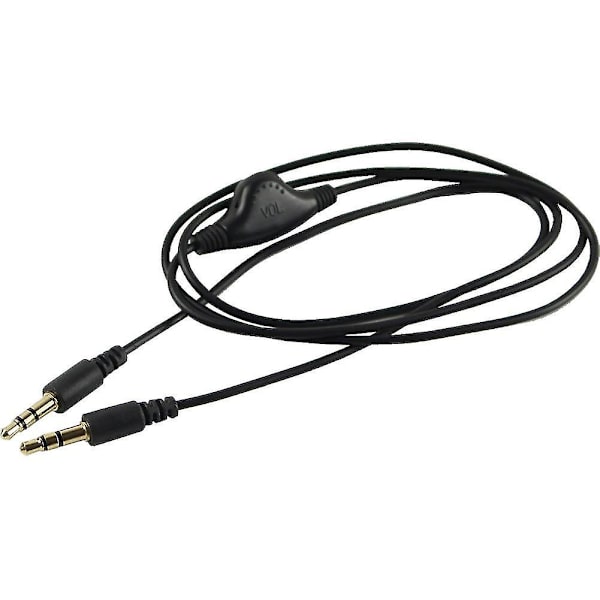2 stk. 3,5 mm M/m Stereo Hovedtelefon Audio Forlængerkabel Med Lydstyrke Kontrol Sort