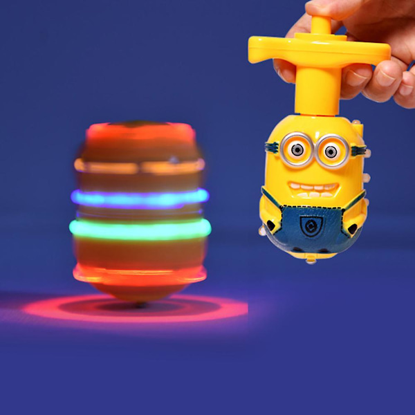 Söta Minions LED-blixtljus Musik Snurrande Topp Gyroskop Barnleksak Fest Rekvisita