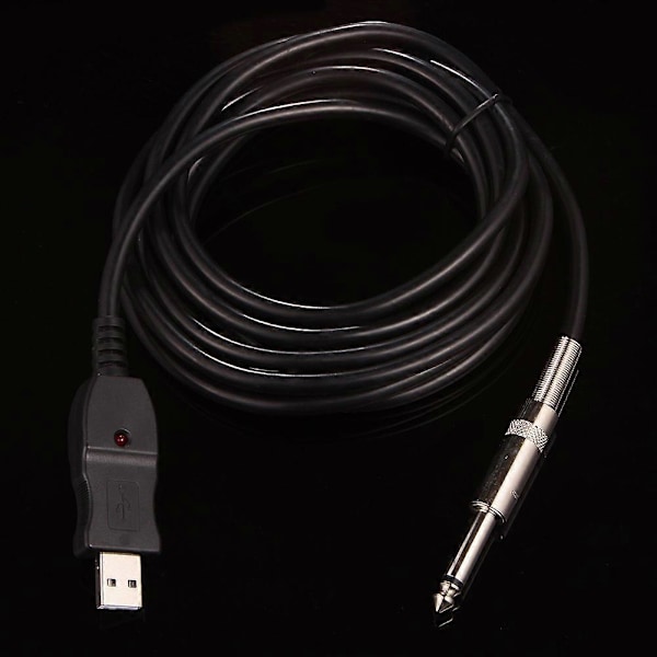 USB-kabel for gitarropptak til PC - Adapter, konverter, tilkobling, grensesnitt, 6,5 mm