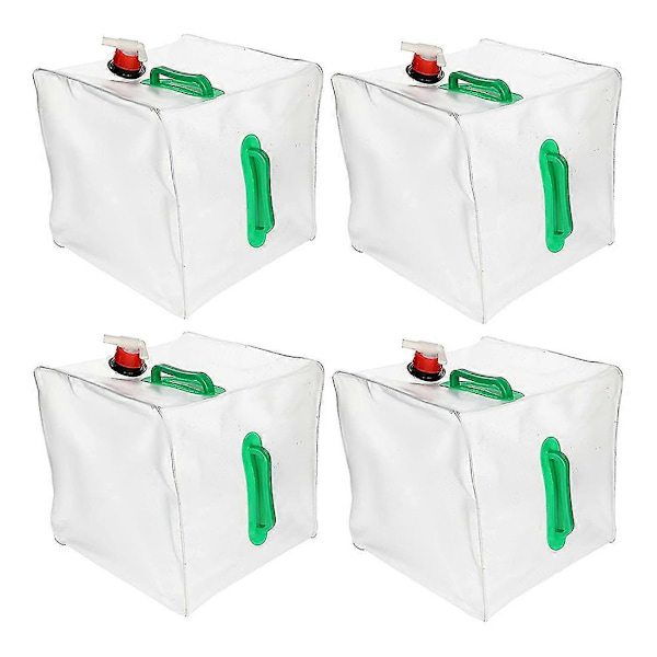 Set med 4 Vikbara Vattenbehållare med Handtag och Hällkran 20 L
