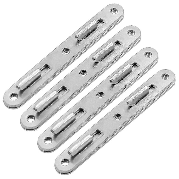Sengestolpeforbindelser i tre, 5 tommer runde sengkroker i sink, sett med 4 forbindelsesbeslag Tykkere møbler sengsbeslag - Yvan