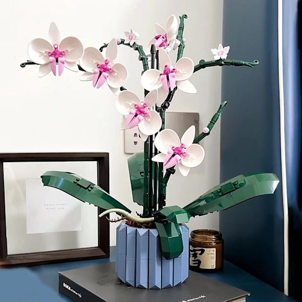 Orkidé Byggstenar Blomma Sukkulenter Krukväxt Byggstenar Romantiska Kit Monterade Byggstenar Leksaker Flickor Presenter