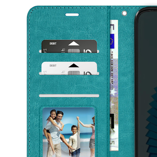 Folio-deksel for Honor Magic 6 Lite med multifunksjonell klaff, turkis
