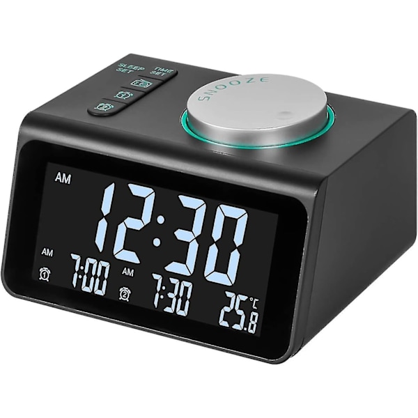 Dual Clock Radios, Digital Alarm Clock With Fm Radio, Dual Usb Ports, 7 Alarm Sounds, 5 Adjustable