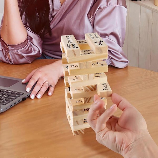 Julepynt 48 stk Super Blok Tårnspil Valentinsdag Tumbling Tower Stableblokke Spil Paraktiviteter Aftenideer