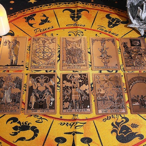 (A)78 Tarot-korttia opaskirjan kera, PVC-vesitiivis ryppyynkestävä ylellinen kultafolioinen klassinen Rider Waite Tarot-korttipakka upeassa laatikossa aloittelijoille