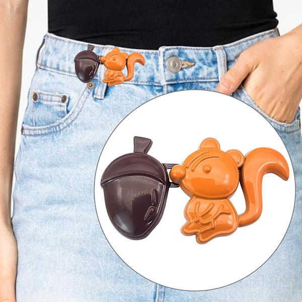 Midjejusterare för Lösa Byxor Jeans Knapp Cartoon Ekorre Justerbara Byxor Midja Justerbar Midjespänne Jeans Midjeåtdragare