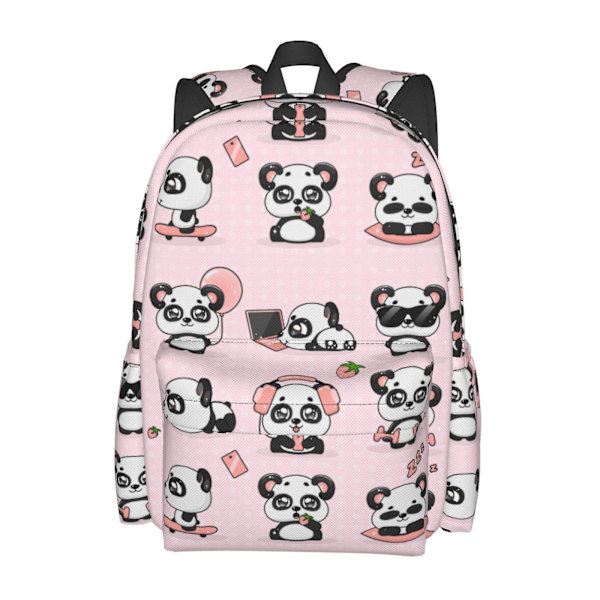 Sööt Panda Kawaii -kuvioinen Reppu, Tilava Matkareppu, Kannettavan Tietokoneen Reppu, Vedenkestävä Reppu Naisille ja Miehille
