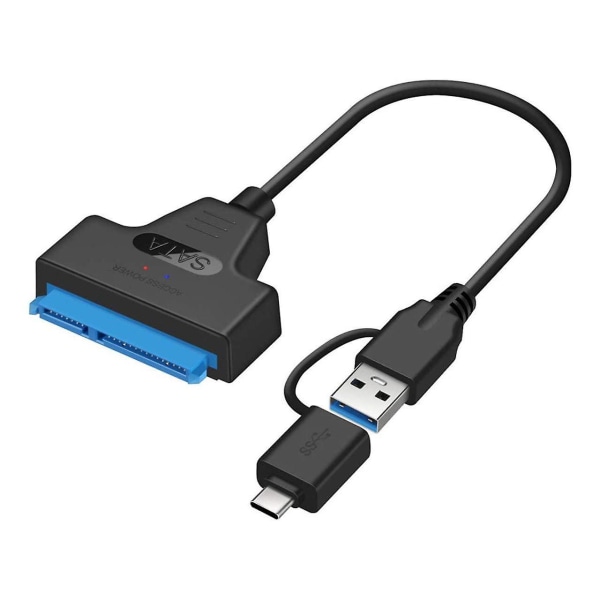 SATA 22-nastainen 2,5 tuuman naaras USB 3.0 & Type-C uros USB-C USB 3.0 SATA-sovitin kiintolevylle SSD-sovitinkaapeli Macbookille ja kannettavalle tietokoneelle