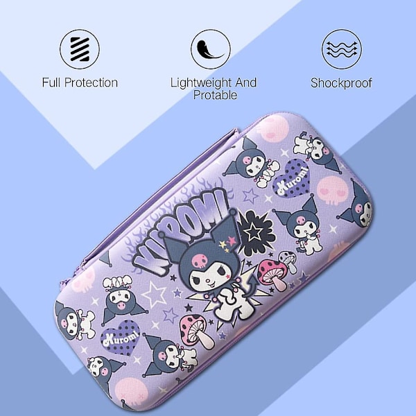 Söt bärväska för Nintendo Switch Oled, Kawaii hårt skal bärbar resväska med 12 spelkortplatser, lila