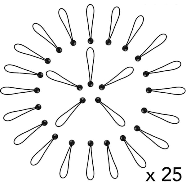 25x Elastisk Spænder til Pavillon - Presenning - Cykel - Camping - Trampolin & Trailer Elastisk Gummibånd med Kugle