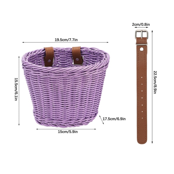 Barncykelkorg med Rem - Toddler Vävd Rattan Multifunktionell Cykelkorgar