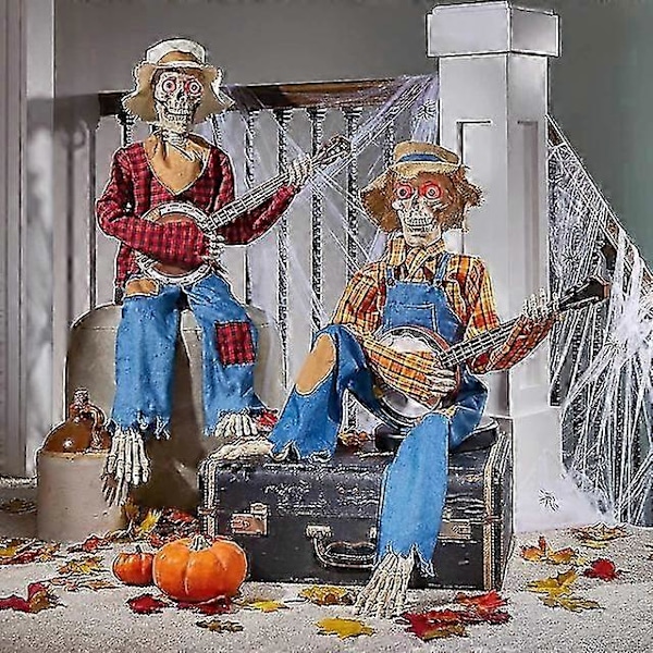 Halloween Animert Banjo-Skjelett, Hjemmedekorasjon Banjo-Skjelett Halloween Høst Innendørs Dekor