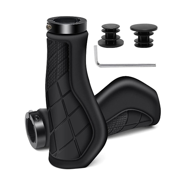 Sykkelgrep Ergonomiske grep Ikke-gummi styregrep, Sykkelstyregrep for 22,2 mm E-sykkel Svart