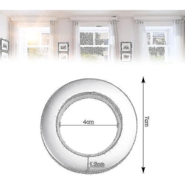 50 st plastgardinringar Gardinöglor 40mm Plastringar Ringar för gardinstång Silver Plastöglor för gardinfönster Duschdressing