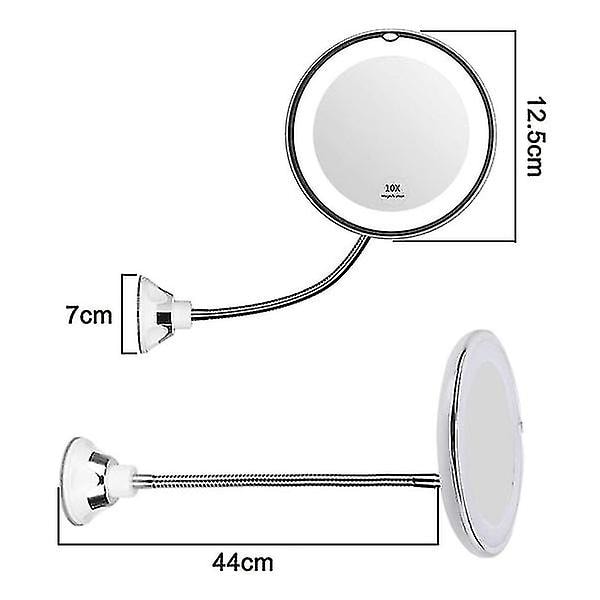 Flexibel Svanhals Spegel med 10x Förstoring och LED-belysning för Makeup
